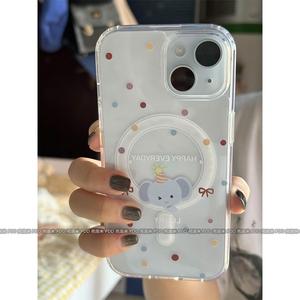 Polka Dot Little Elephant iPhone 15/16 Pro Max Phone Case 11 New XR Cute 13/14 Large Hole 12 Transparent 8P