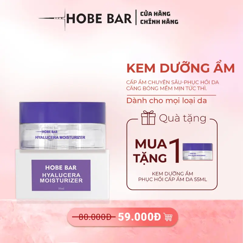 Kem Dưỡng Ẩm HOBEBAR Siêu Cấp Ẩm Dưỡng Sáng Hiệu Quả Làm Dịu Da và Phục Hồi Nâng Tone Dành Cho Mọi Loại Da Hộp 55ml Skincare Nữ 0