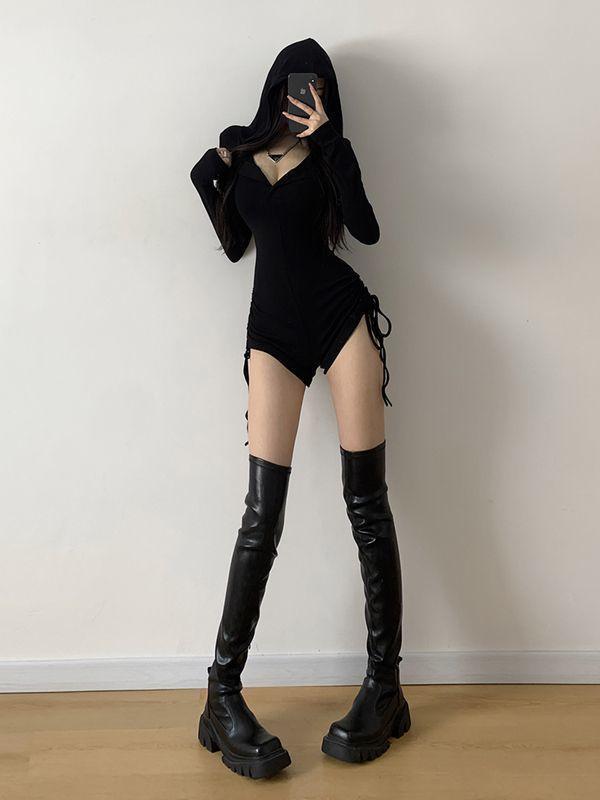 Product Introduction of Áo Jumpsuit Quần Thường Ngày Phong Cách Cô Gái Nóng Bỏng Mỹ, Dành Cho Nữ, Có Mũ Trùm Đầu, Cạp Cao, Tay Dài, Thích Hợp Tập Luyện Và Tập Luyện, Áo Liền Quần Tập Yoga, Có Thể Mặc Ngoài Trời Top 8