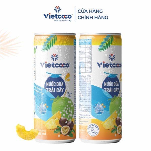 Combo 2 lon nước dừa tươi Vietcoco 240ml vị trái cây