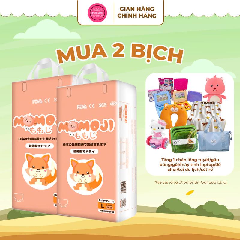 Tặng quà Combo 2 bịch Bỉm Momoji Extra Plus Siêu Thấm Hút Newbon S M L XL XXL Cho Bé