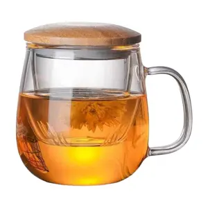 Gelas Cangkir Teh Cup Mug with Infuser Filter Kopi Coffee Unik Estetik Saringan kaca Tahan Panas untuk Ramuan Seduh Rempah Jamu JSR Dr Zaidul Akbar Kunyit Jahe Sereh Buah Kayu