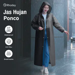Rhodey Jas Hujan Ponco Anti Rembes Dewasa EVA Waterproof Raincoat TY876 - Perlindungan Sempurna dari Hujan dengan Tali Serut Tambahan