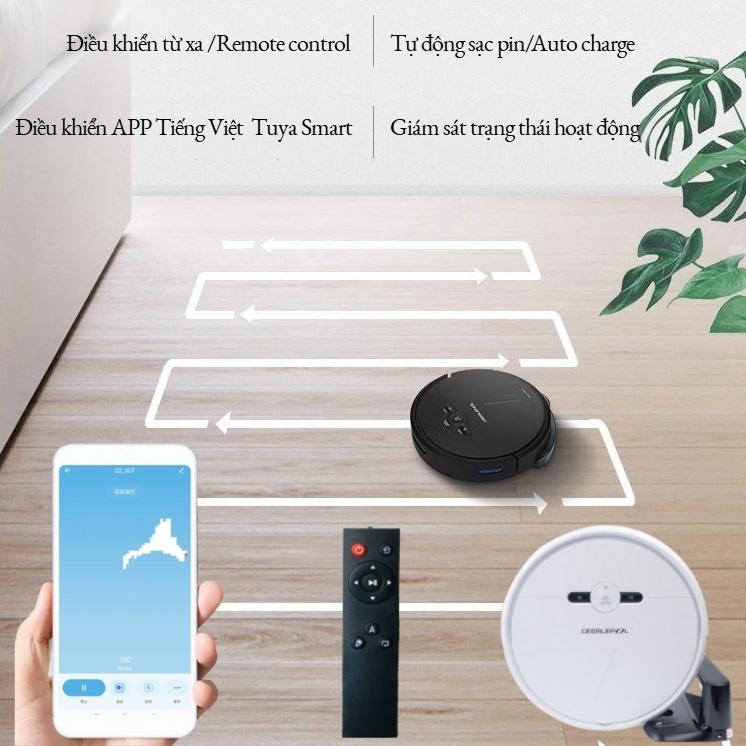 ( TĂNG REMOTE) Robot hút bụi thông minh D2-Rô bốt hút bụi lau nhà cao cấp-Máy hút bụi thông minh-Máy lau nhà tự động-Robot quét nhà-Sweepin robot-Tự động sạc,điều khiển qua app/từ xa qua remote,cảm biến chống rơi,chống va chạm 1