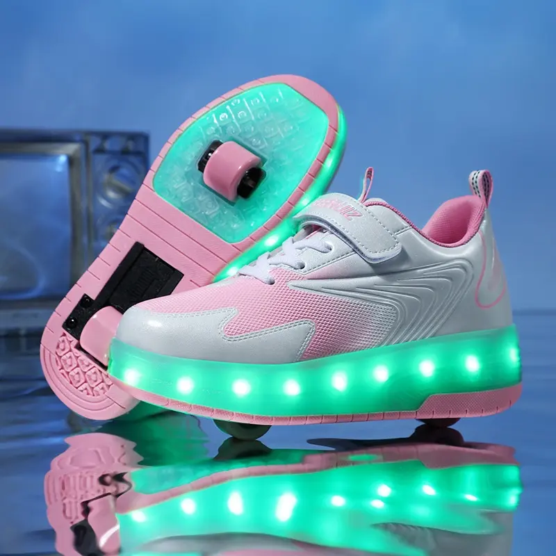 Charging Heelys shoes for kids, two-wheel skating shoes, sparkle, with rollers blades