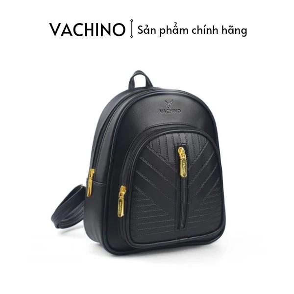 [Tặng Ví Nhỏ] Balo Da Nữ Mini VACHINO BG007 hai ngăn tiện dụng, họa tiết chữ V Đeo Vai Backpack Hoa