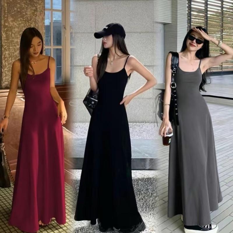 X04 Đầm váy nữ 2 dây ôm body dáng dài xòe chất gân tăm co dãn phom dưới 53kg…