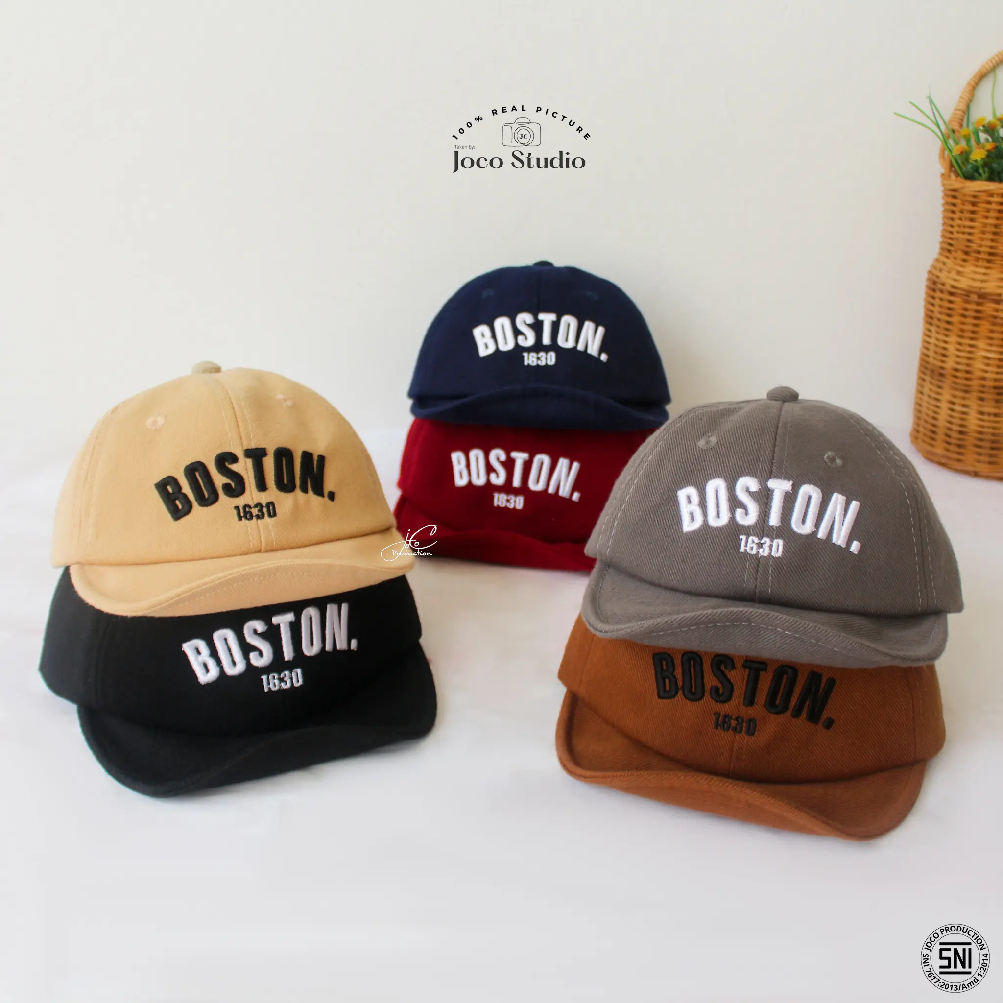 Jocoproduction - Topi Fashion Anak Unisex Batita 1 Tahun -  3 Tahun Premium Pet Bordir Boston Denim