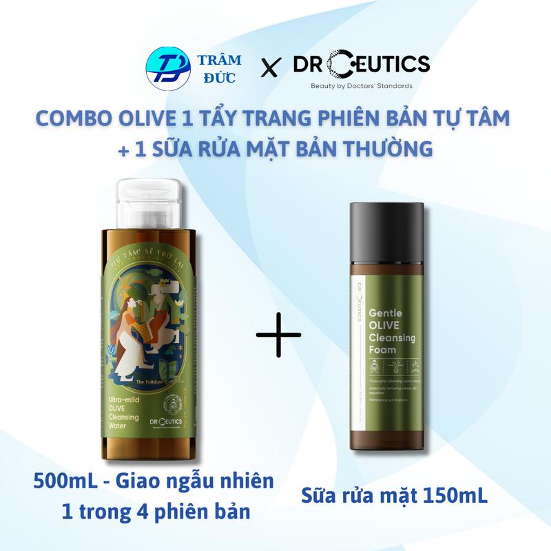 DrCeutics [Combo làm sạch] Tẩy trang Olive DrCeutics Ultra-mild 500mL và Sữa rửa mặt DrCeutics  Nữ Skincare