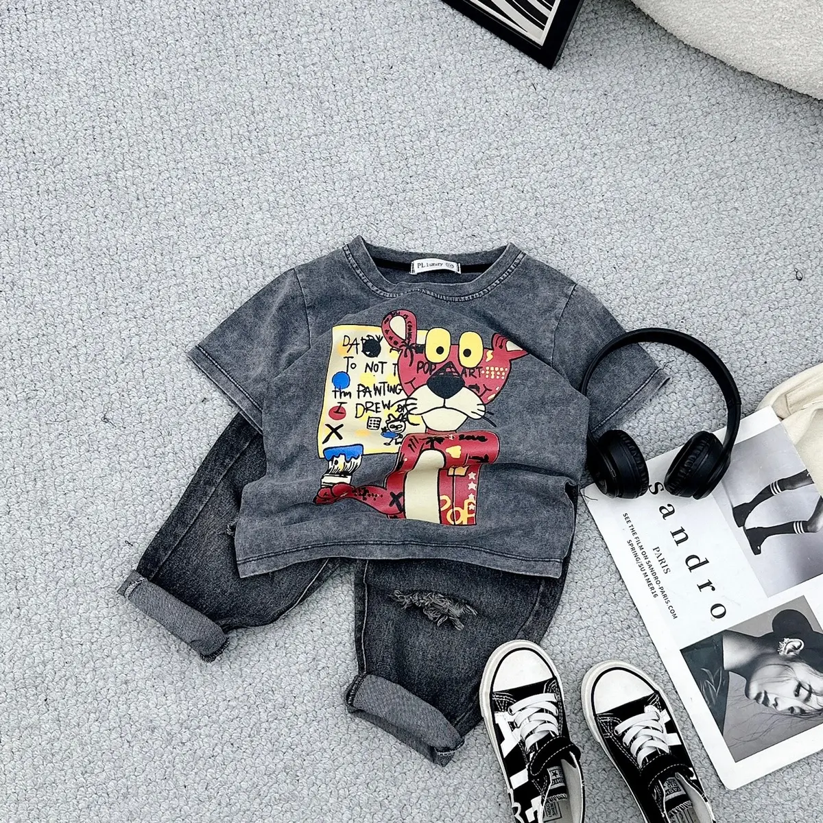 HG55 - SET ÁO PHÔNG COTTON GIẶT LOANG MIX QUẦN JEANS MỀM SIÊU CHẤT SZ 10-27kg Cao Su