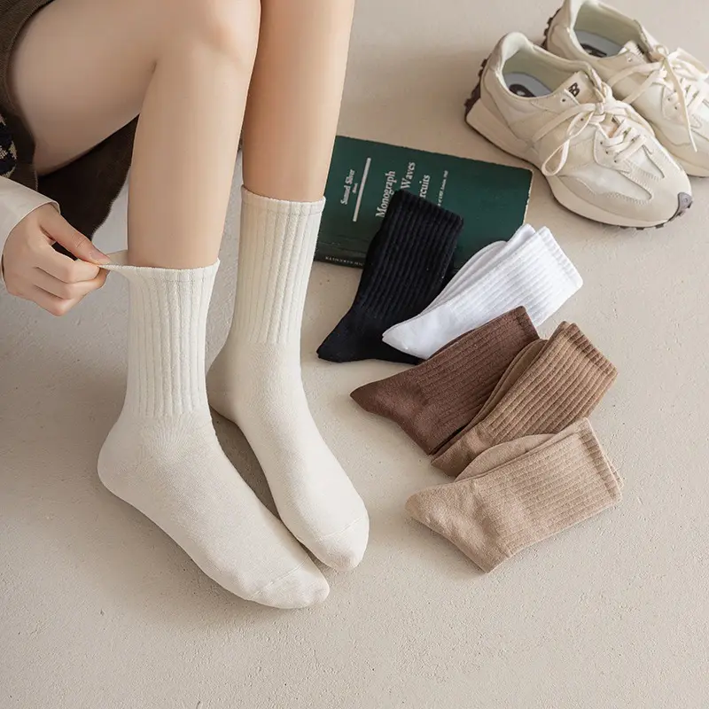 Combo 20 đôi tất vớ nam nữ cổ cao gân dày dặn màu bassic tông nâu Sport Cotton
