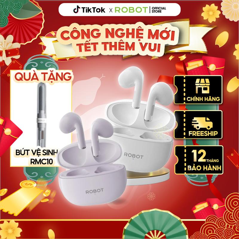 [PHIÊN BẢN MỚI] Tai Nghe Bluetooth 5.3 ROBOT T10S In Ear Playtime 30H, Có Khả Năng Chống Nước IPX4 Nhét Tai Nghe Nhạc | Bảo Hành 12 Tháng Earphone