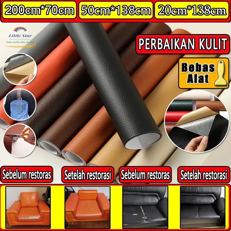 COD 200cm*70cm Tempat Lokal Lem impor yang kuat Sticker Kulit Sofa Leather Repair Sticker Cover Perbaikan Kulit Yang Rusak Kulit Sofa Yang Terbuat Dari Kulit Kursi Tas Yang Berlubang Sticker Kulit PU Local warehouse, Fast Delivery Biru Coklat Hijau Hitam