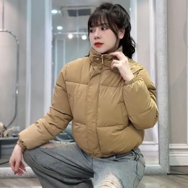 Áo phao nhung lỳ dáng ngắn phao cổ trụ . Chất phao mềm mịn  Nữ Jacket Women Top