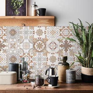 Classic Retro Self-adhesive Art Stickers, 24pcs/set Waterproof Removable Mosaic Wall Tile Pattern Sticker,Peel-and-Stick Wallpaper for Home
