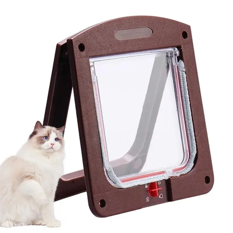 Dog Cat Flap Door Security Flap Door For Dog Cat Kitten Cat Puppy Safety Gate PVC Plastic Small Pet Supplies