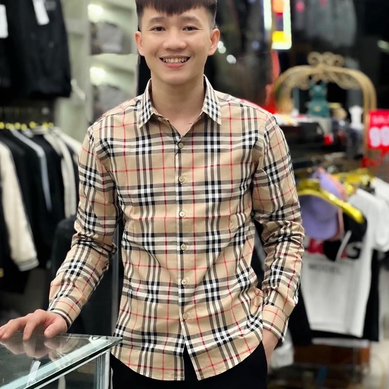 Áo Sơ Mi Caro Cotton Vàng Nhạt Sọc Đỏ Cotton Menswear Nam Kate Jean Có Cổ Shirt