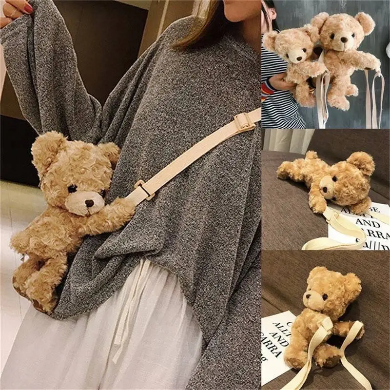 Ransel beruang terbaru Tas Boneka Merangkul Tas selempang anak Masuk HP Bahan Bulu Korea Perempuan 0