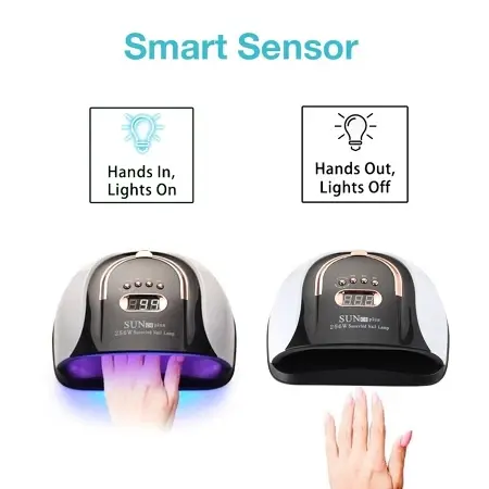 MAGICHAIR SUN C4 Plus GLITTER 256W 57Leds Lampu Dalam Full Hitam Pengering warna Kutek Gel Led UV Nail Lamp 2