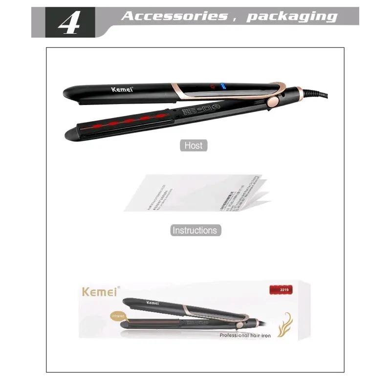 Catok Rambut 2in1 Infrared KM-2219 Lurus dan Curly black catokan straightener 3