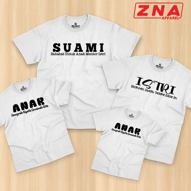 Kaos Couple Keluarga Suami Istri Anak | Baju Atasan Pasangan Ayah Ibu Anak Bahan Katun Combed 30s 2
