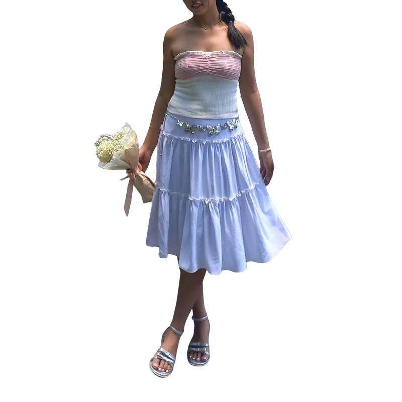 Chân váy lụa Nữ midi xòe cạp cao lưng thun dài 62cm (có bigsize) - Women Đen Voi Voan Nâu