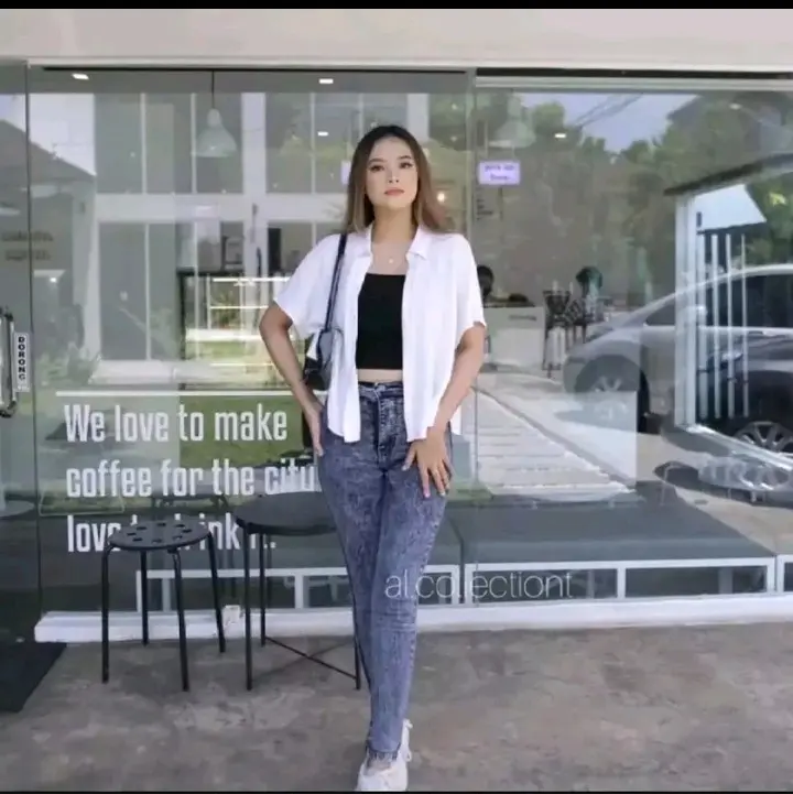 Terbaru Haighwaist  Celana  Skinny Cewek  Jeans Pensil Wanita Black Snow Street Slim Fiit Santai Soft Denim  Panjang Hitam  Stretch 2