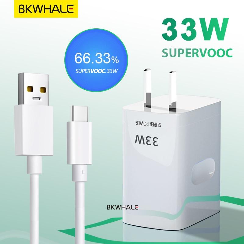 Bộ sạc nhanh BKWHALE 33W 80W Sạc siêu VOOC Tương thích với Type-C Thích hợp cho OPPO Reno8 Reno7 Pro A58 A74 A76 5G Realme C51 C55 9 10 Pro Cáp sạc