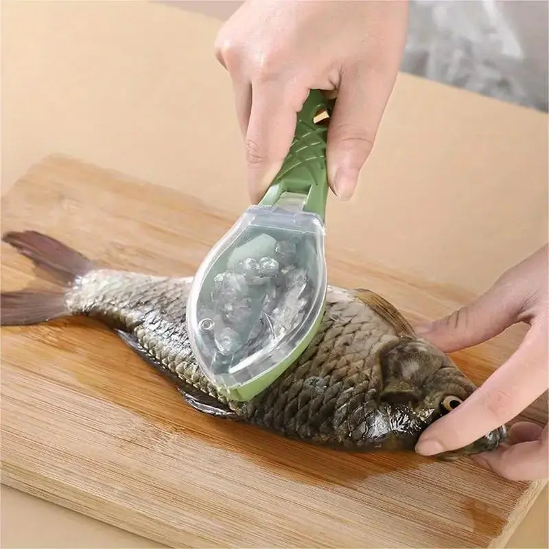 Fish Scale Remover, 1 Count Portable  Manual Fish Scale Scraper with Lid, Household Kitchen Gadgets for Home Dining Room Camping