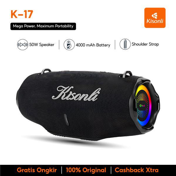 Promo KISONLI K17 Speaker Bluetooth Portable 50W RGB Light Powerful ...
