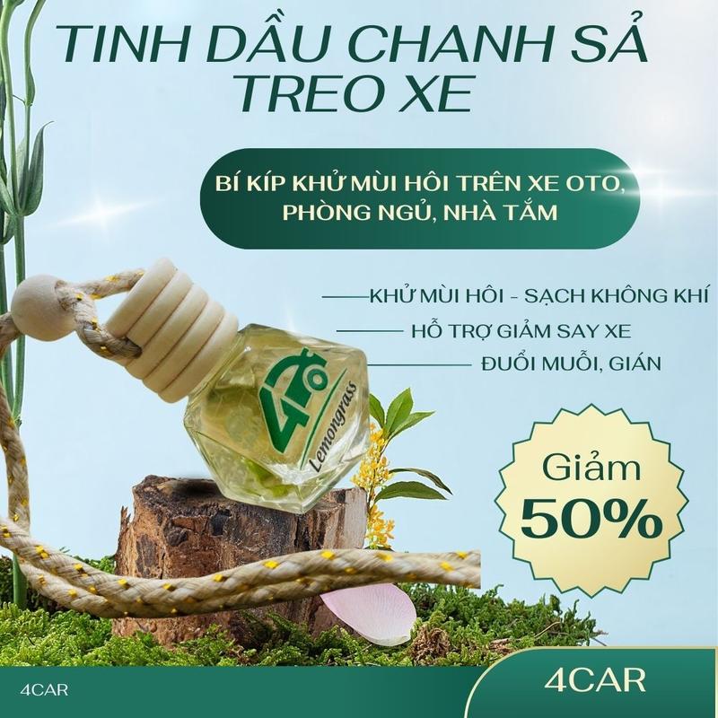 Product Introduction of Tinh Dầu Sả Chanh Nguyên Chất 4Car Treo Xe Ô Tô 50ml - Giảm Say Xe & Làm Sạch Không Khí 5