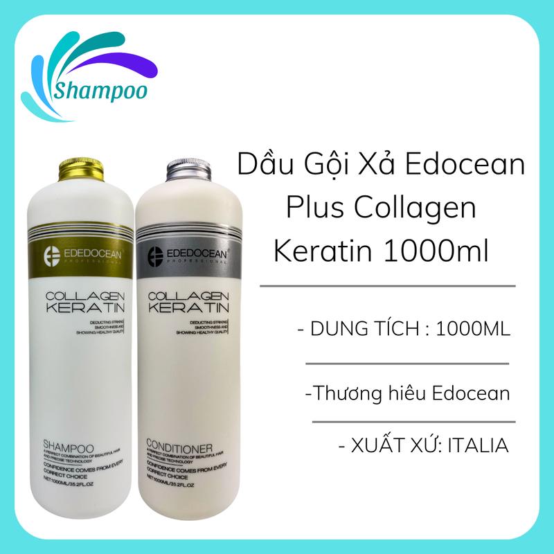 Dầu Gội Xả Edocean Plus Collagen Keratin 1000ml