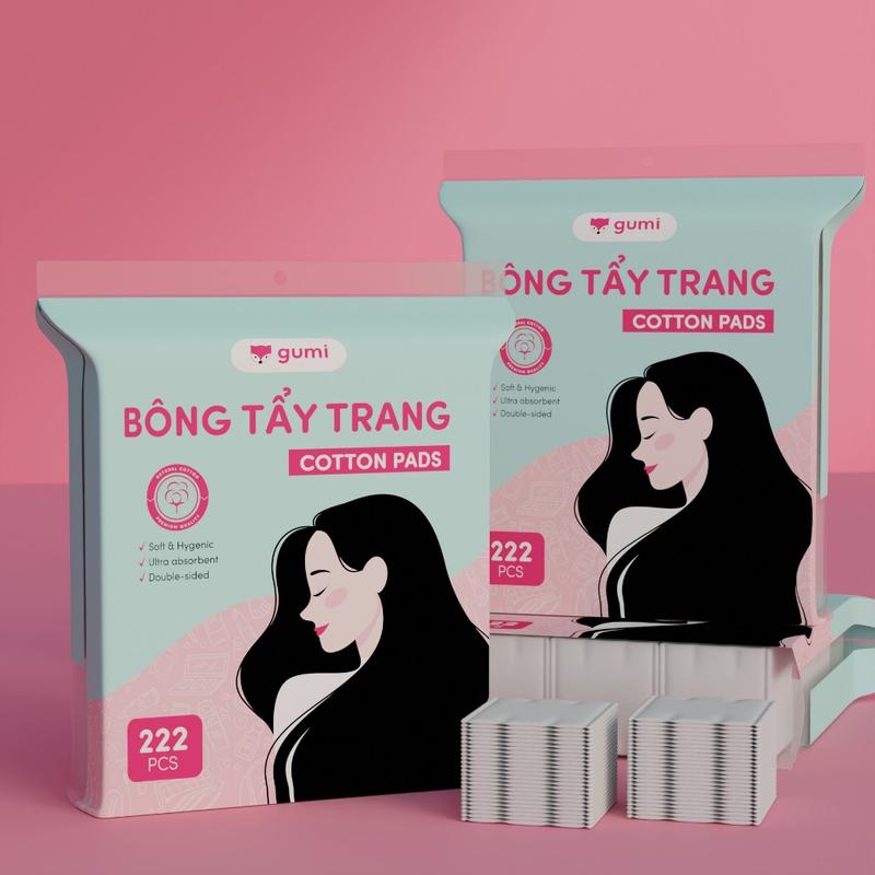 Chính Hãng Bông tẩy trang 222 miếng GUMI chính hãng mẫu mới . bông tẩy trang chính hãng không chất tẩy trắng
