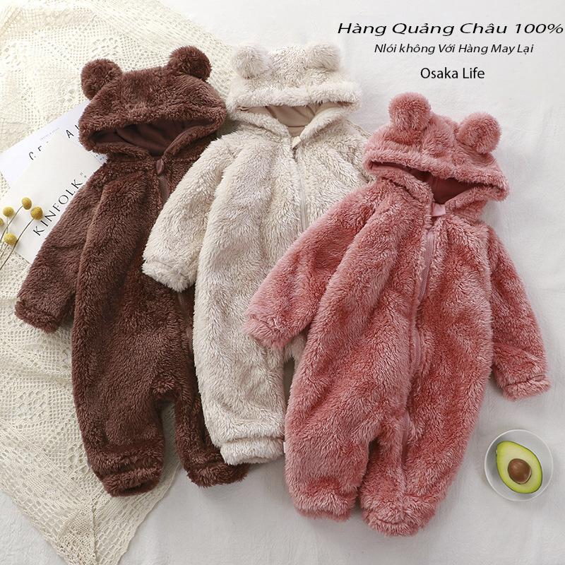 Bộ liền thân mùa đông lông cừu tai thỏ , Bodysuit bé gái , Body bé trai hàng Quảng Châu Siêu Xịn Dễ Thương