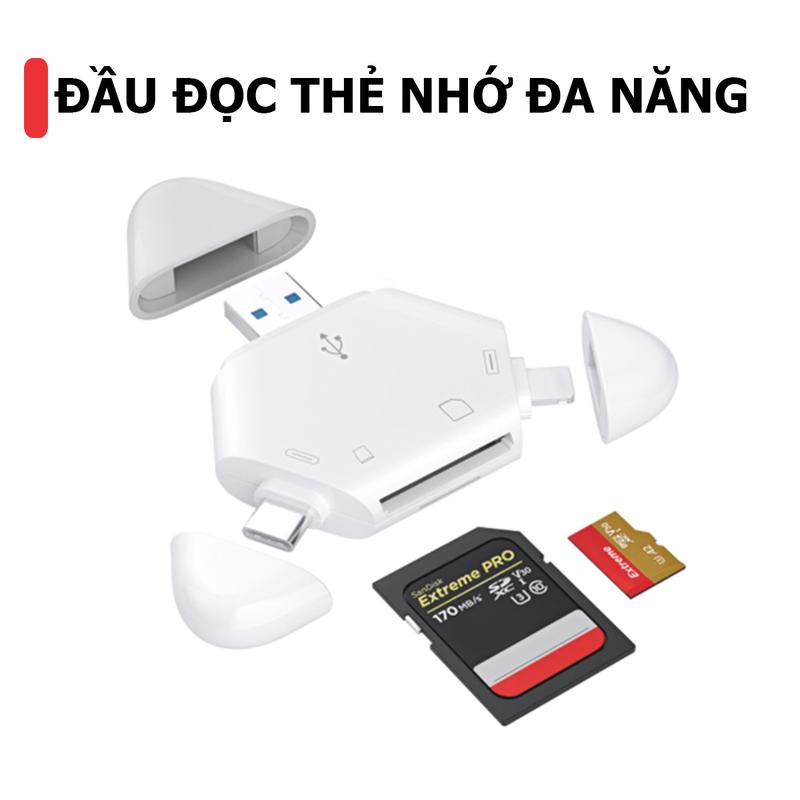 Đầu đọc thẻ nhớ SD và Micro SD đa năng cổng USB Lightning và Type-c USB-C dung lượng 1T