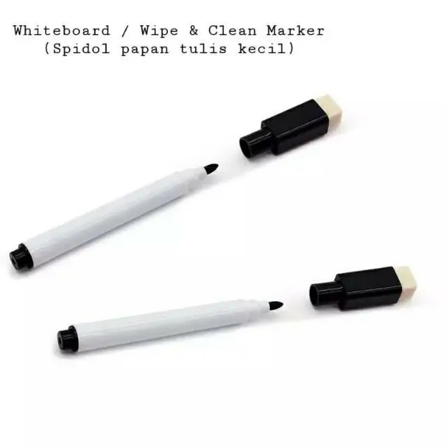 Spidol Mini Tinta Hitam Satuan untuk Whiteboard Wipe Clean Book / Card