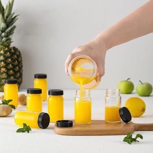 Contenedor Pequeño de Almacenamiento de Jugo de Vidrio con Tapa y Etiqueta Adhesiva, Botella a Prueba de Fugas de 60ML, Estilo Clásico de Forma Redonda