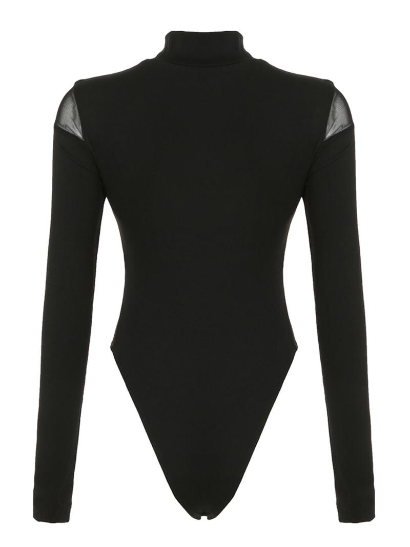 Product Introduction of Women's Cut Out Sheer Mock Neck Bodysuit, Long Sleeve Bodysuit for Party Club Dating, Ladies Clothes for All Seasons 6