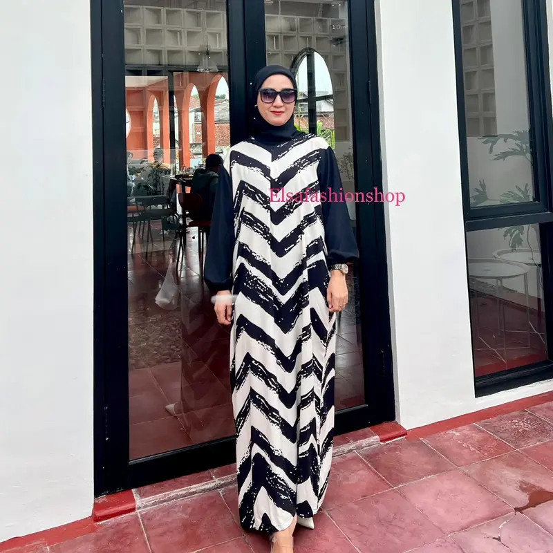 Dress Gamis lebaran terbaru kekinian 2025 kombinasi rayon crinkle Graceva 1