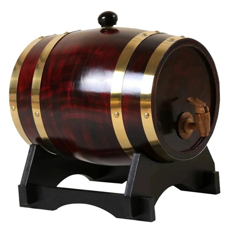 1L/1.5L/3L Wood Wine Barrel Vintage Oak Beer Brewing Accessories Whiskey Storage Container Home Decoration Wine Bar Tools 6