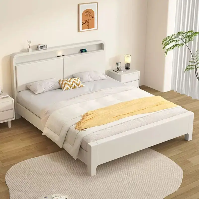 Solid Wood Bed Storage Bed White Master Bed Double Bed