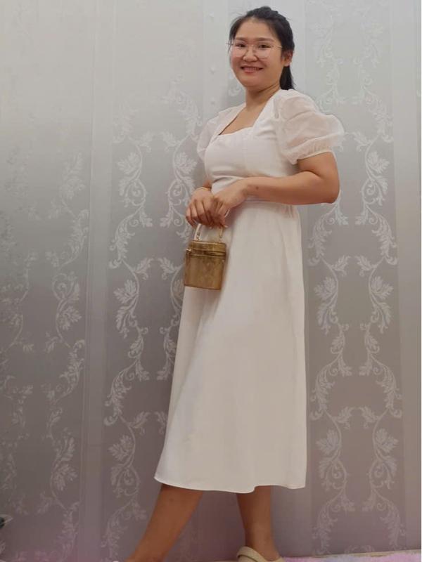 Đầm Bigsize Thời Trang Nữ Thiết Kế có  Ngắn Cao Cấp size 50-95kg Màu Trắng Dress Women váy tiệc 4
