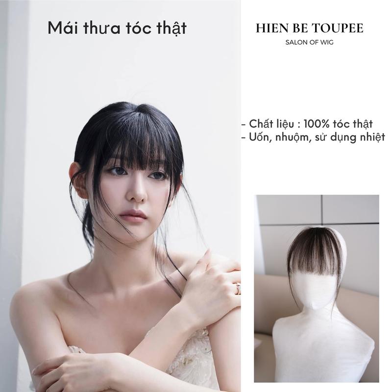 Tóc mái thưa 2 ria dệt tay tóc thật Nam Tóc Giả