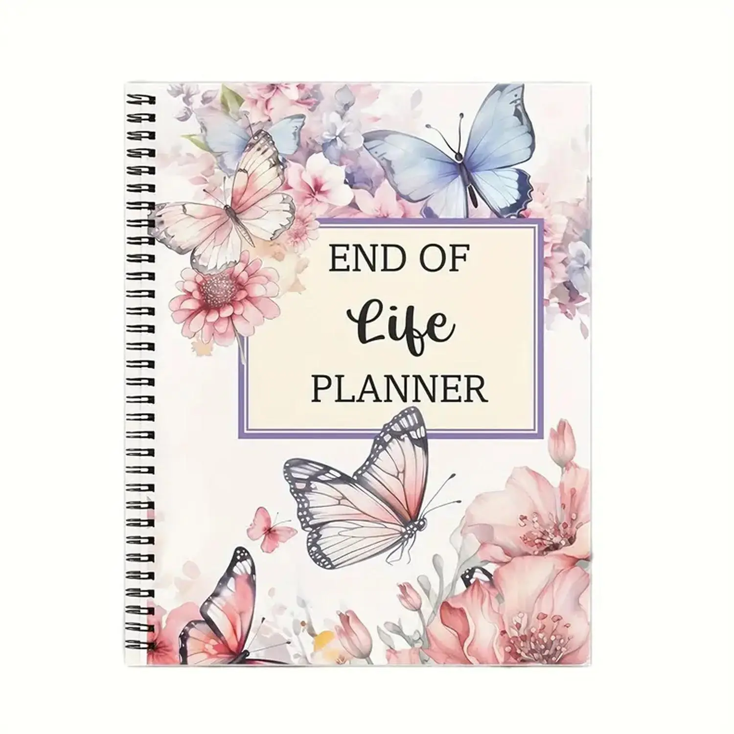 Floral Pattern End Of Life Planner, 1 Count Watercolor Butterfly Flower Cover Notebook, Life Planning Notebook for Lovers Family Friend