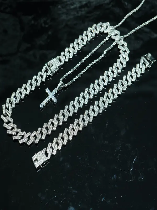 Men's Elegant Chain & Pendant Necklace & Bracelet, Fashion Jewelry for Party, Daily Clothing Decor, Trendy All-match & Exquisite Jewelry for Birthday Gift 3