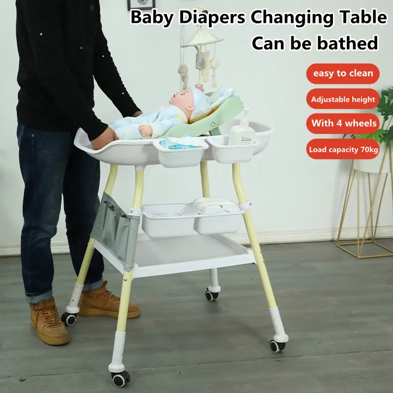 Diaper-Changing Table Baby Care Desk Newborn Diaper Changing Massage Baby Care Table Bath Multifunctional Movable
