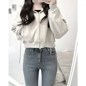 Basic Crop Polos Premium High Quality Jacket Crewneck Sweater Hoodie Crope Wanita Kekinian Korean Style Lengan Panjang Fit Bahan Fleece Lembut Nyaman