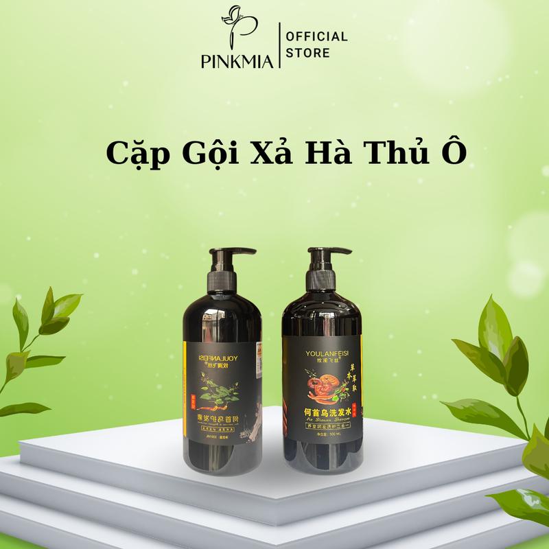 (Chai 500ml) Dầu Gội, Dầu Xả Dưỡng Sinh Hà Thủ Ô Linh Chi Pinkmia, Thơm Mượt, Óng Ả
