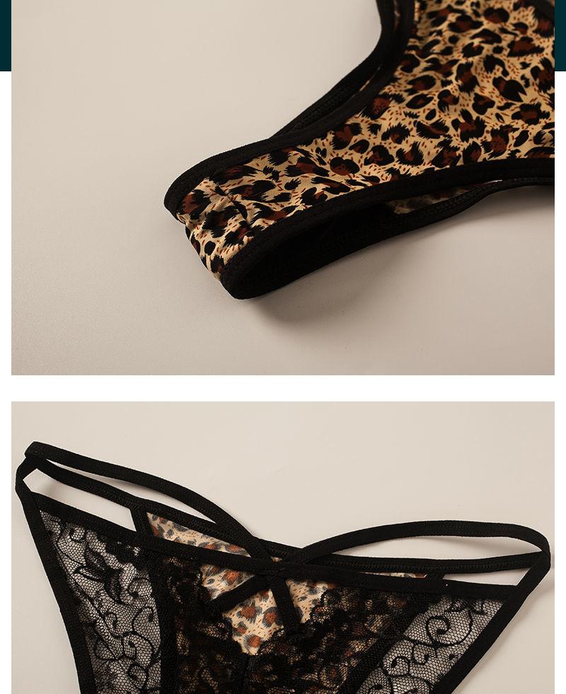 Product Introduction of Sexy Lace Seamless Underwear Temptation Hot T-Back Crotch Pure Cotton Low Waist High-Grade Leopard Print Thin T-Shaped Underwear Ladies 17