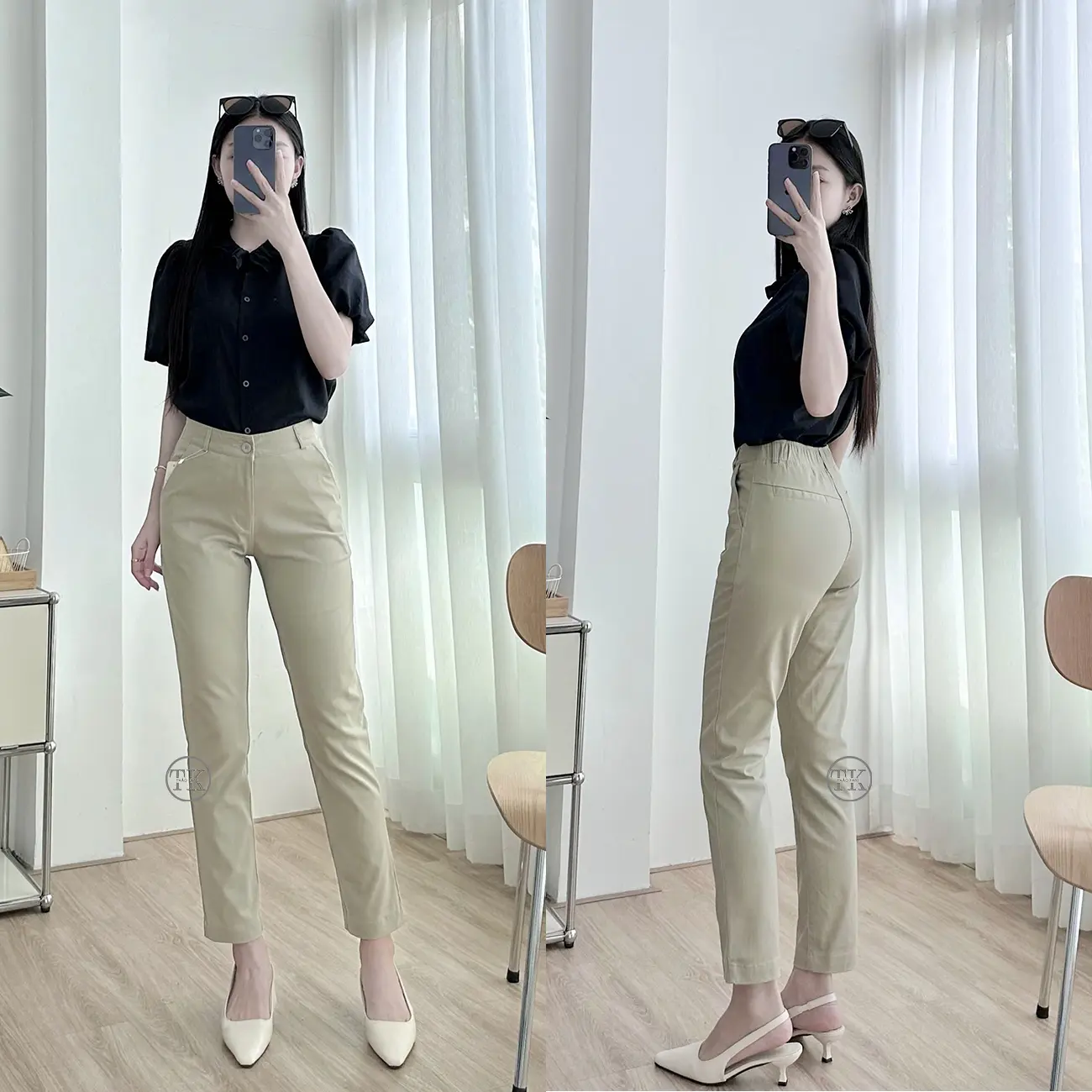 [ROSACA] Quần Dài Kaki Nữ Lưng Thun Ống Đứng, Có Khóa Kéo Giá Tốt quần  ongsuong
